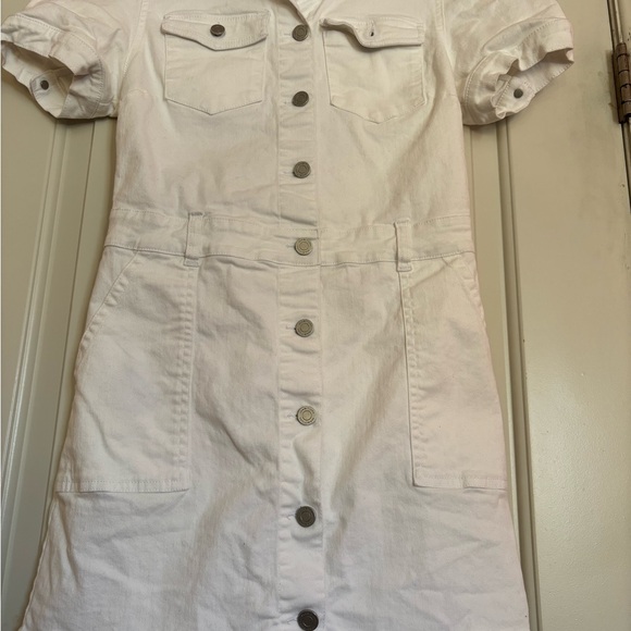HABITUAL White Denim Button-Up Short Sleeve Dress. Size Medium. - Picture 2 of 6